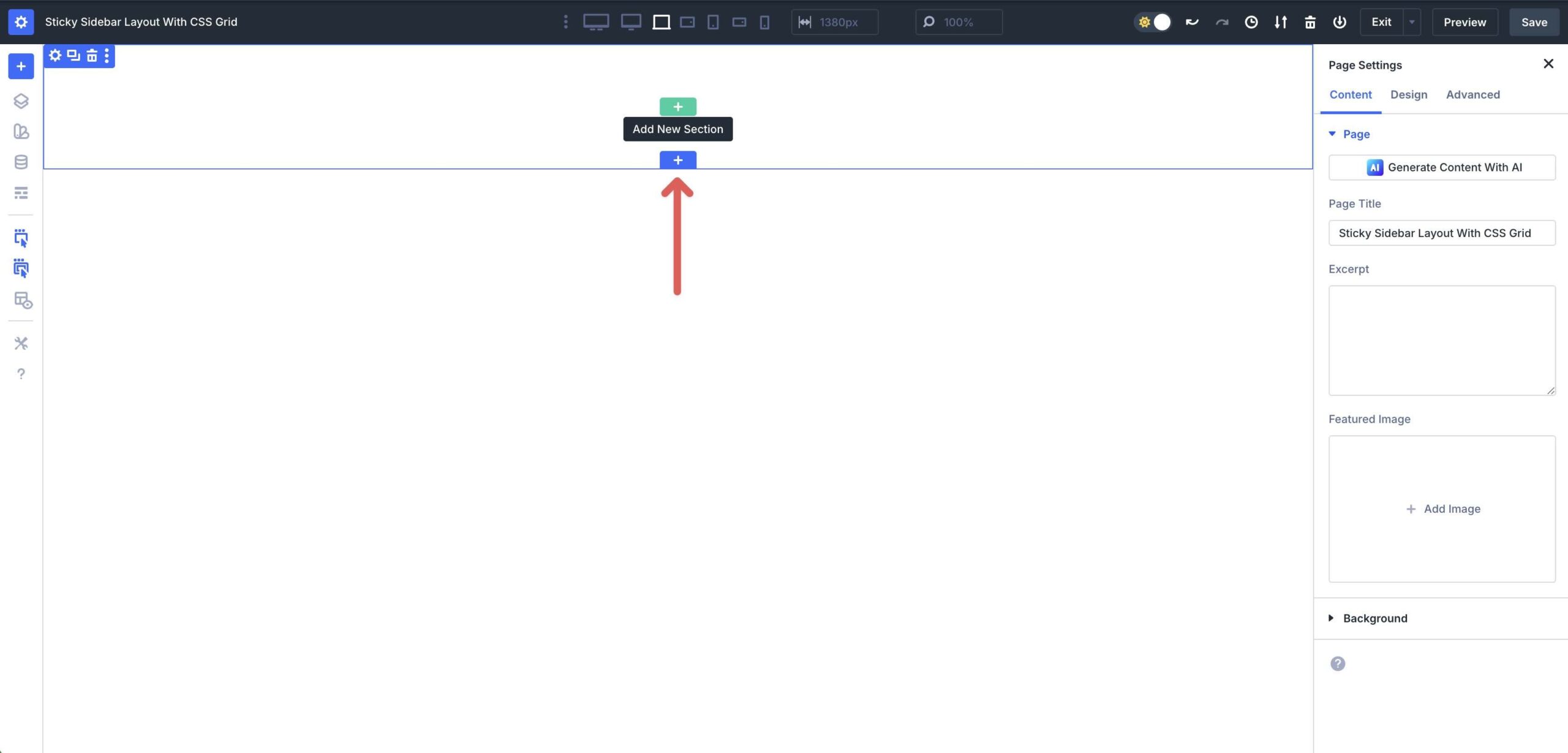 add a new section in Divi 5