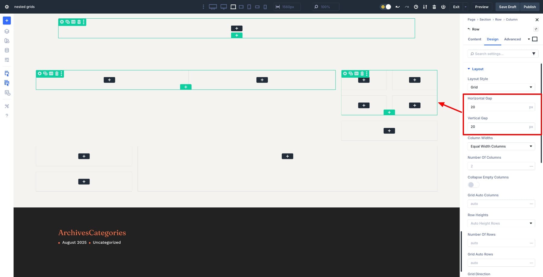 adjust nested rows gap
