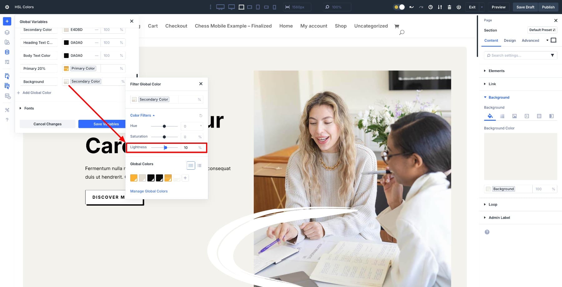 adjust background color