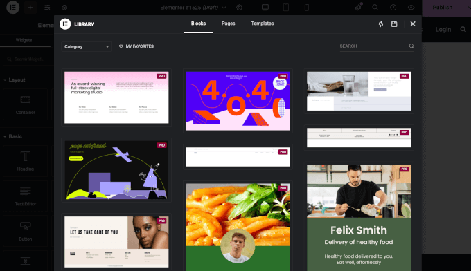 Elementor's templates