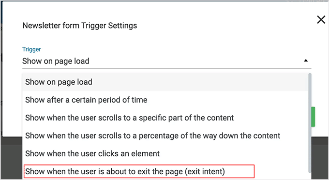 Enable smart exit for popups in Thrive Leads