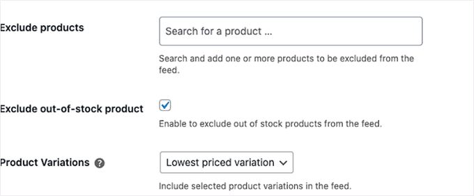 Exclude out of stock products from the feed