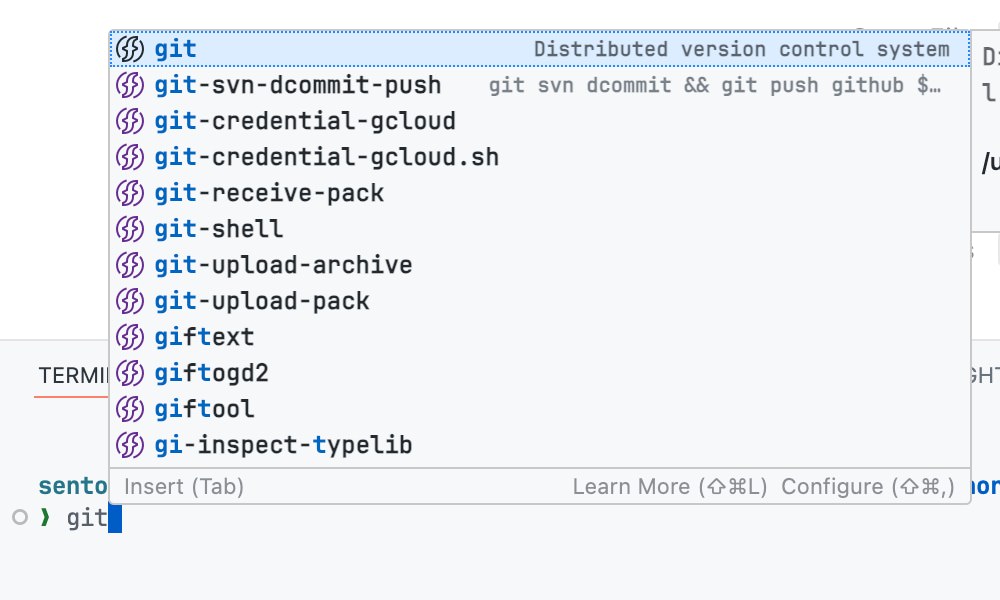 Git commands with IntelliSense