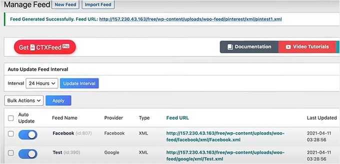 Manage feeds with CTX