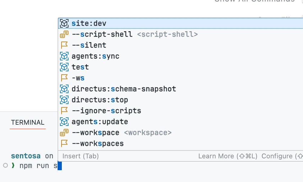 NPM commands with suggestions