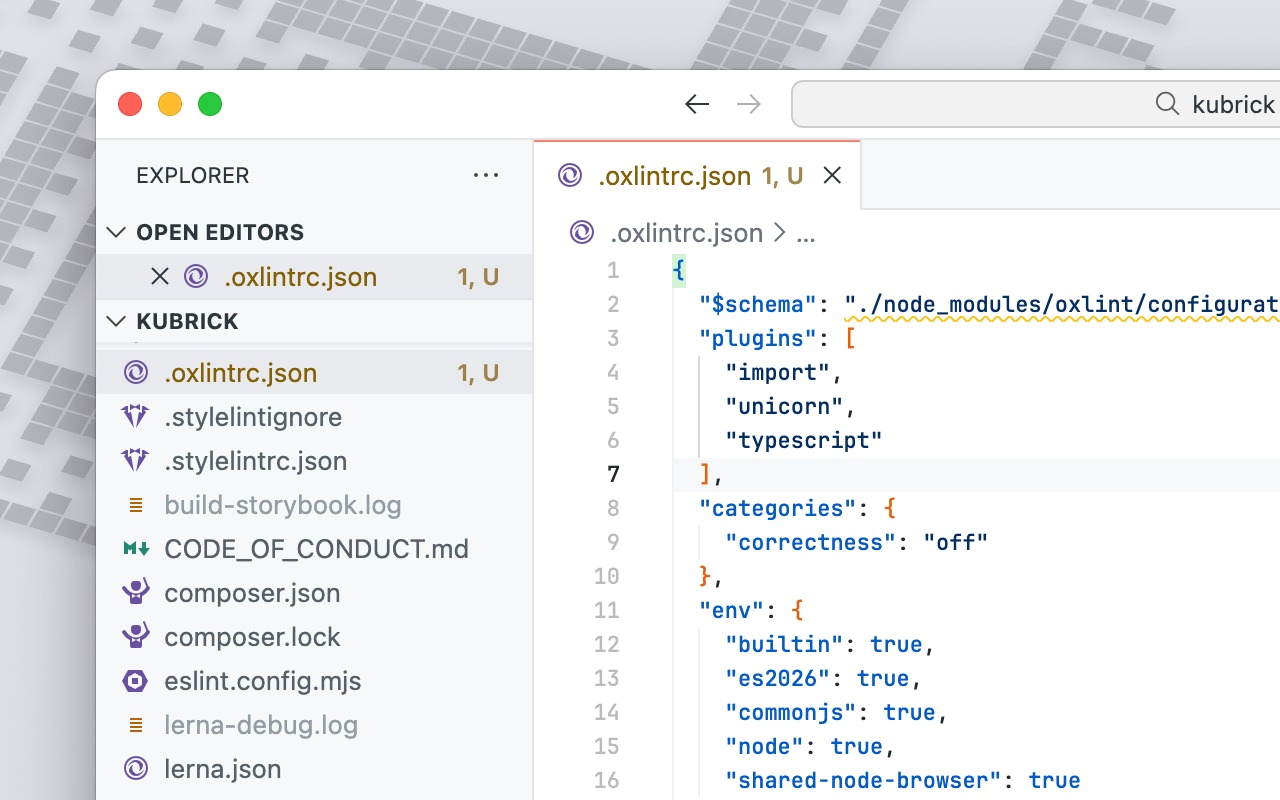 Oxlint configuration file example