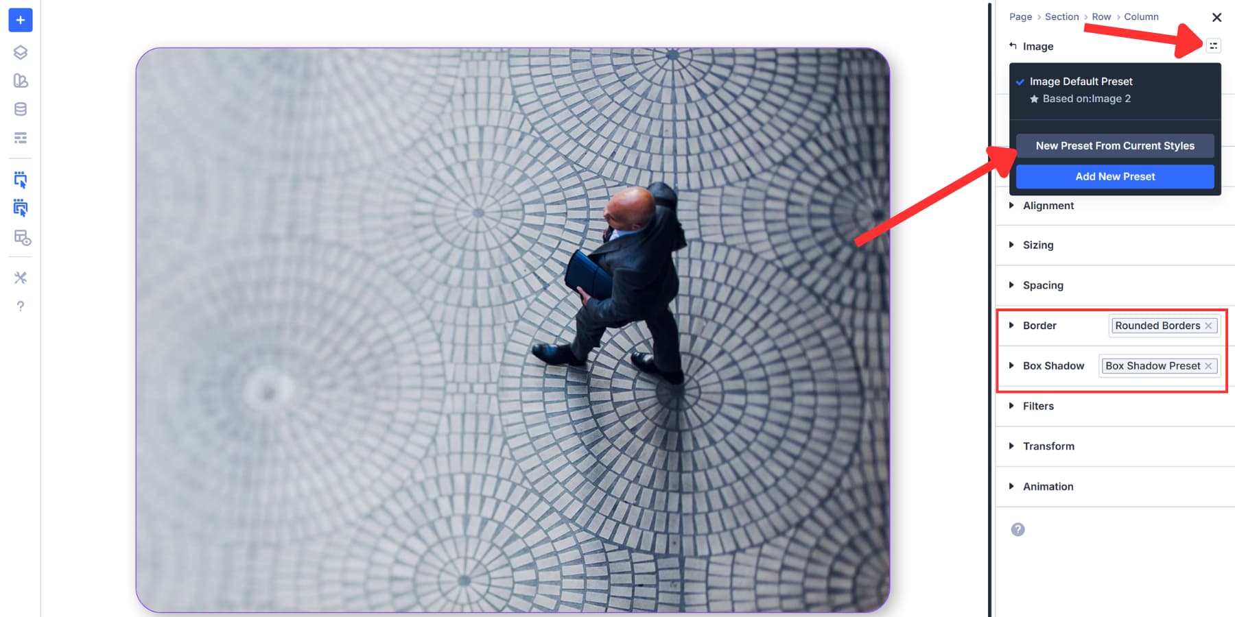 A screenshot of bundling option group preset and element preset in Divi 5
