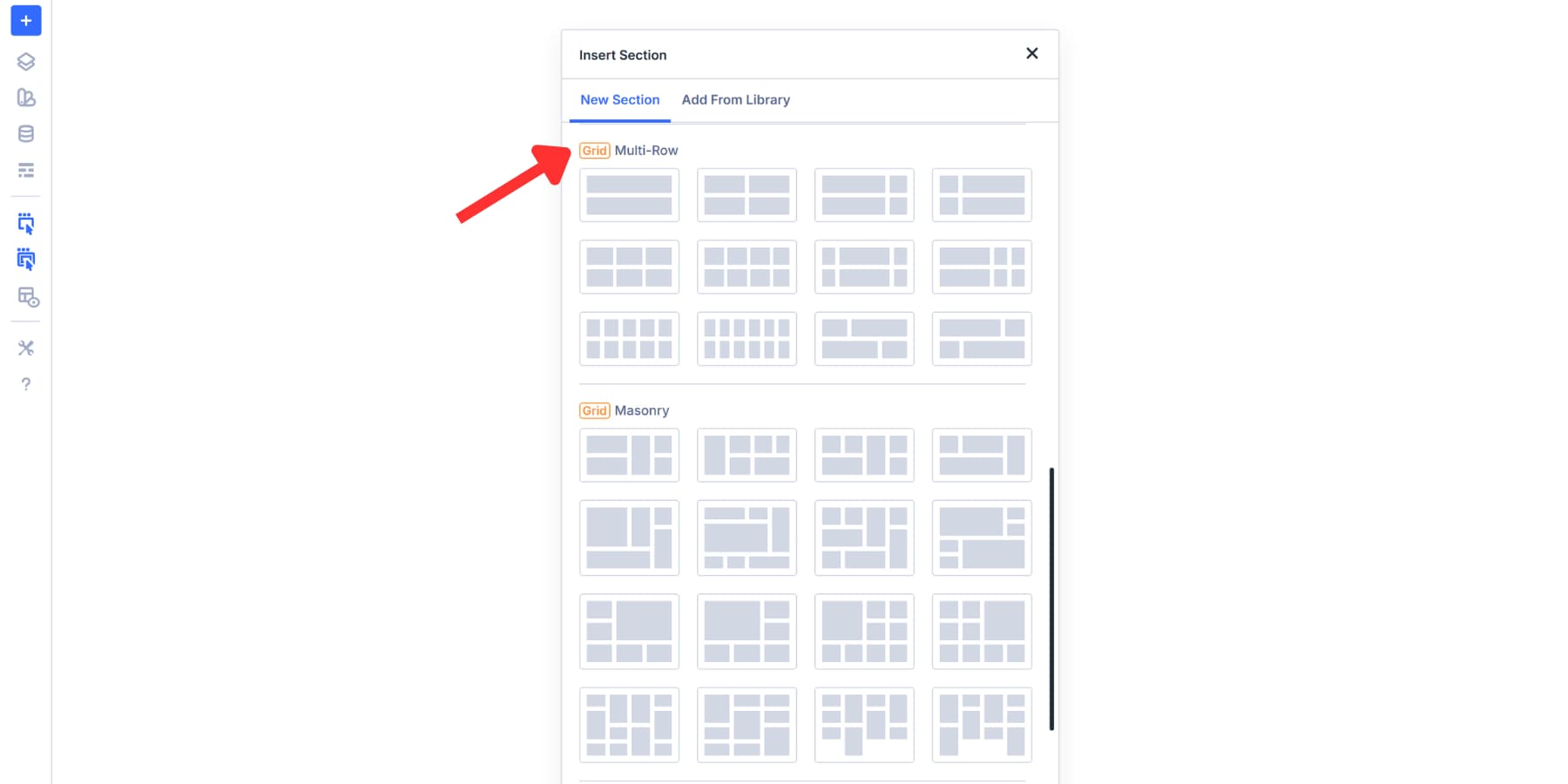 A screenshot of the grid layouts being marked as such