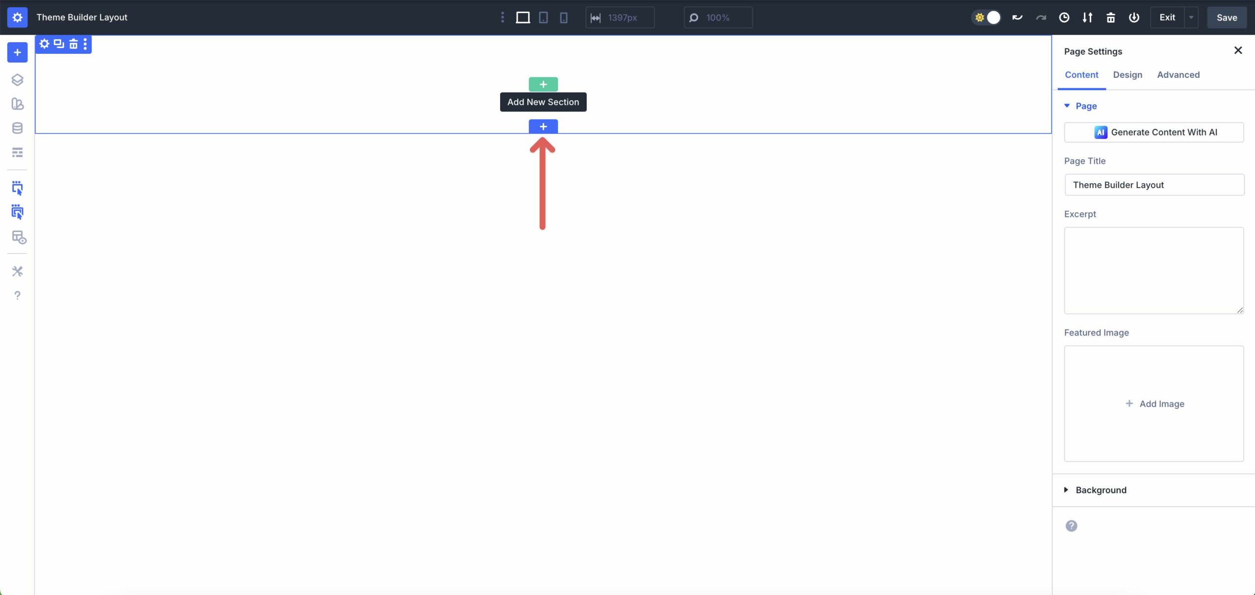 add a new section in Divi 5