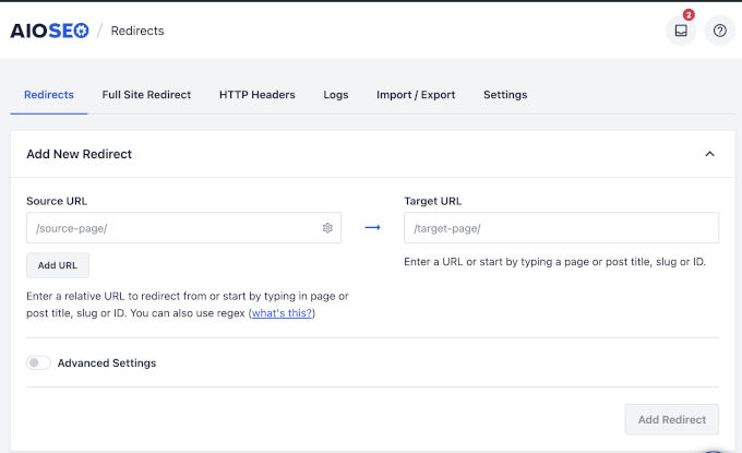 AIOSEO Redirect Manager