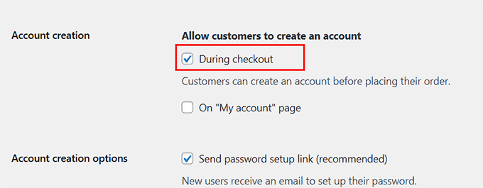 Allow shoppers to create an account during checkout in WooCommerce