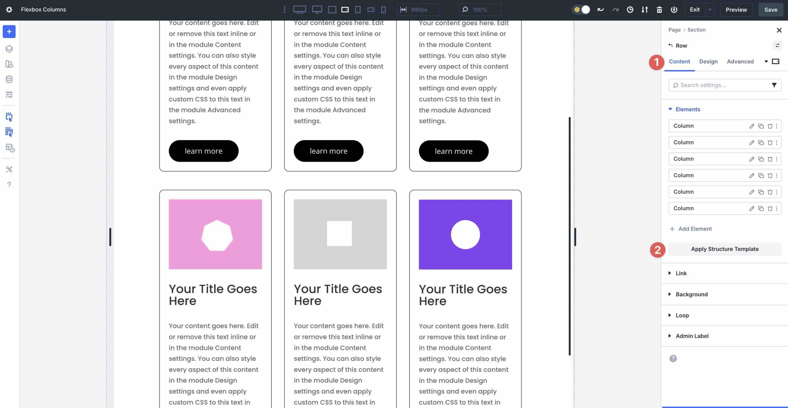apply structure template