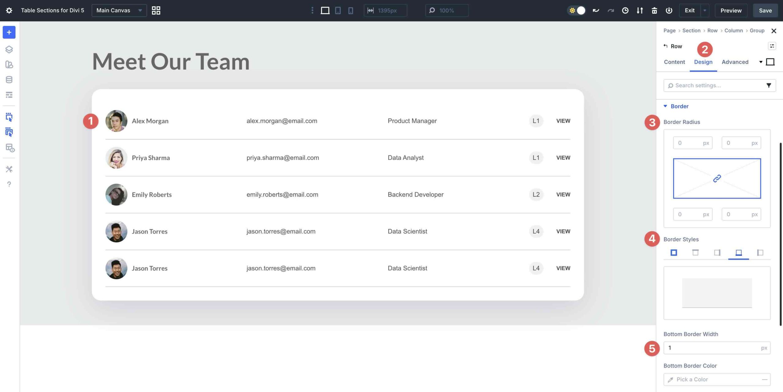 edit border styles in Divi 5