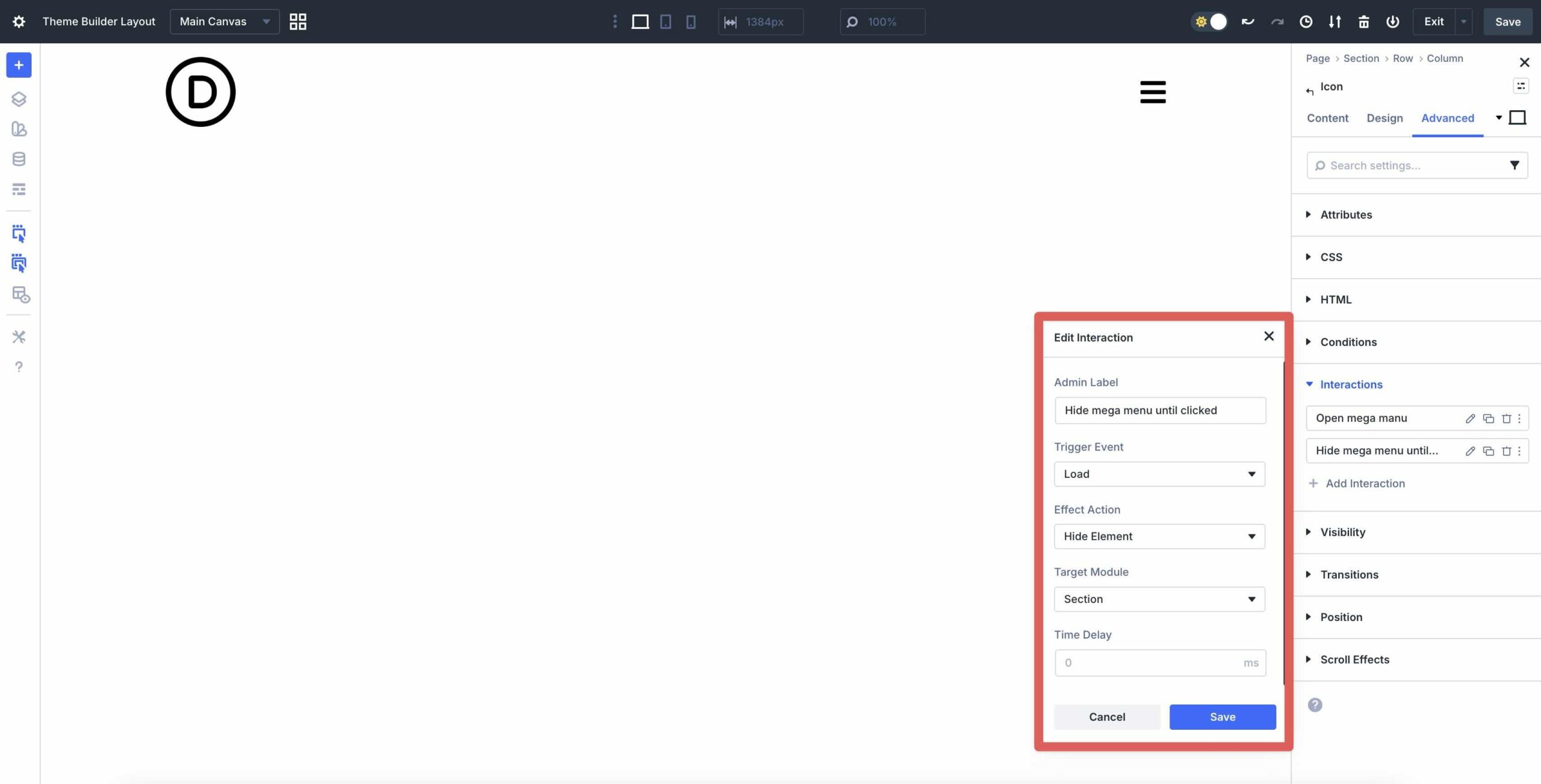 load interactions in Divi 5