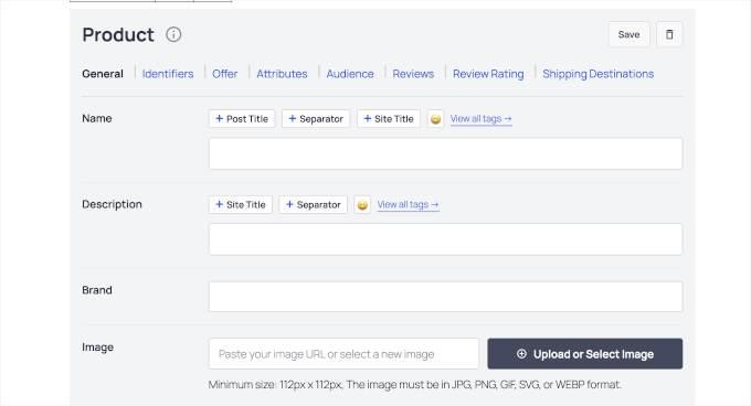Product schema block in AIOSEO