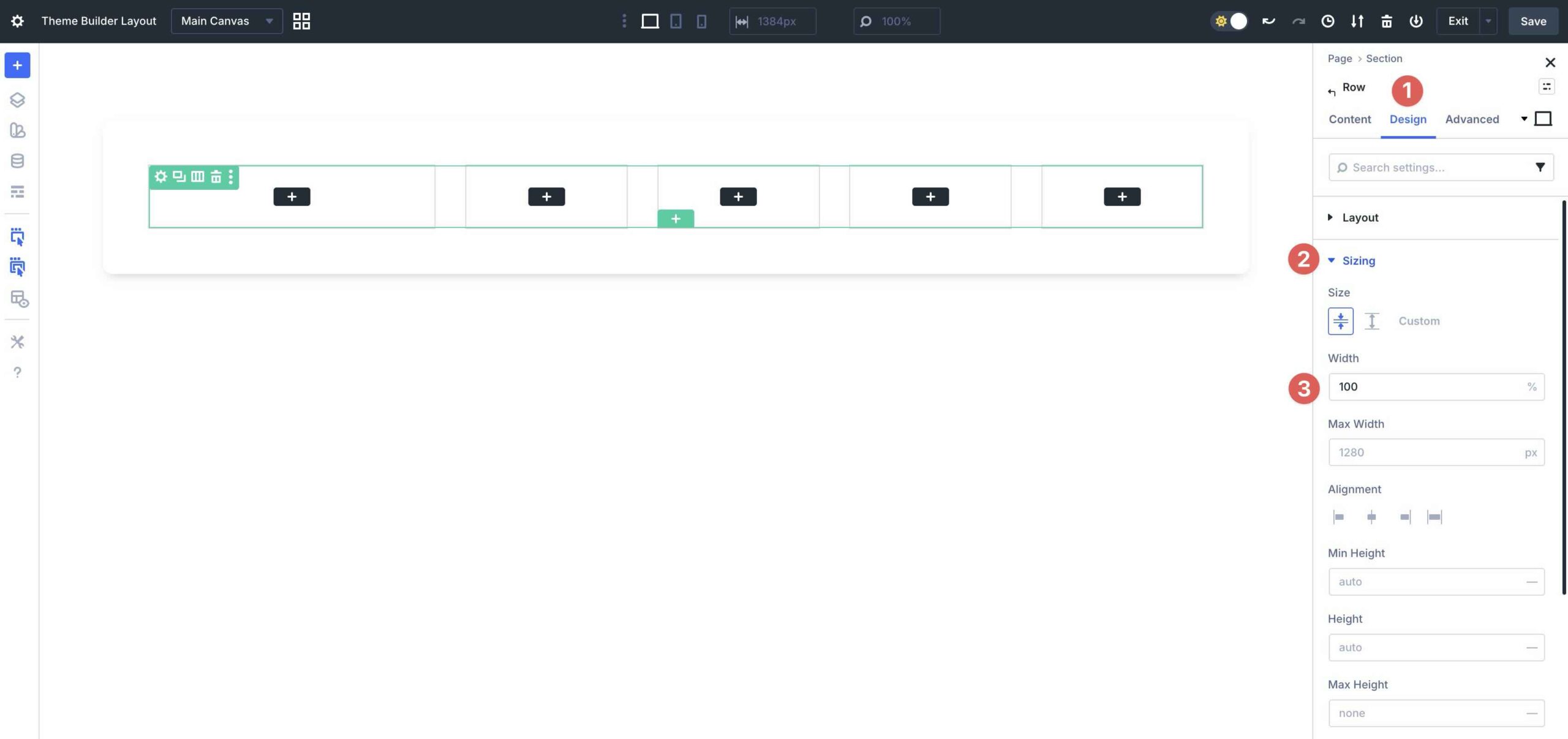 adjusting row width in Divi 5