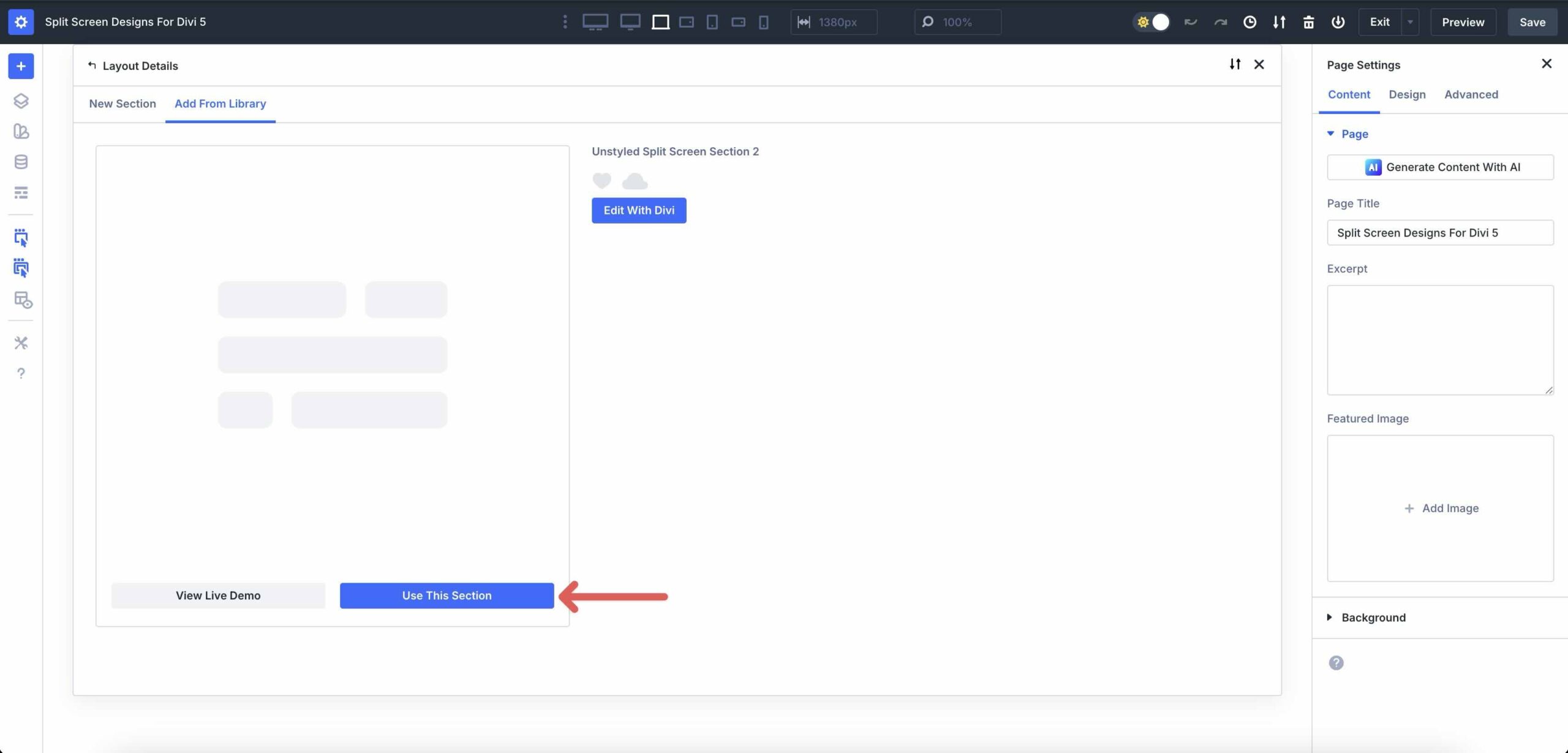 import a Divi library items