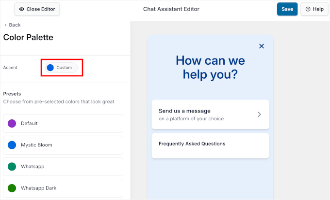 Customizing Telegram chat button's color
