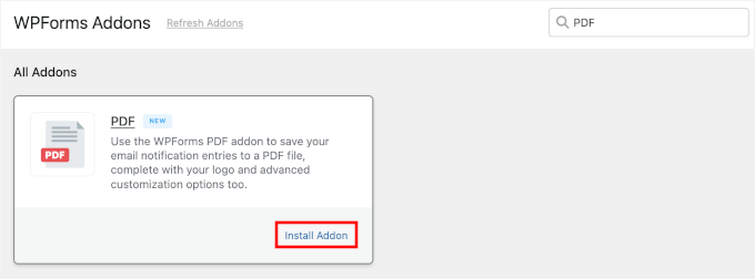 Installing the PDF addon
