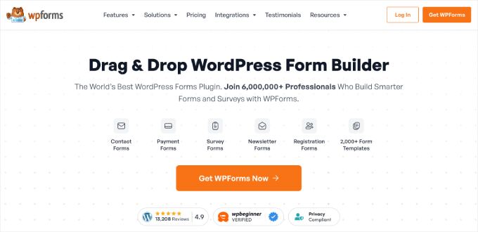 WPForms homepage