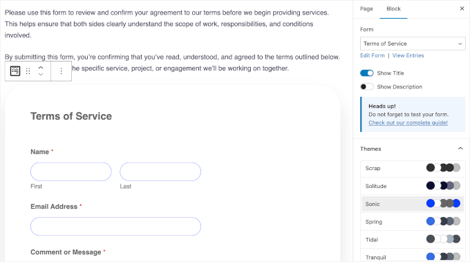 Adding context and choosing a form theme