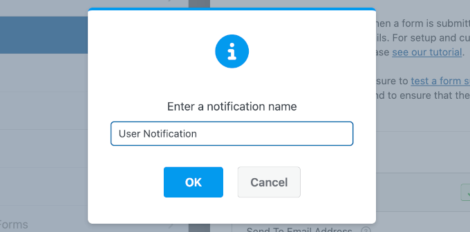 Naming the user notification setting