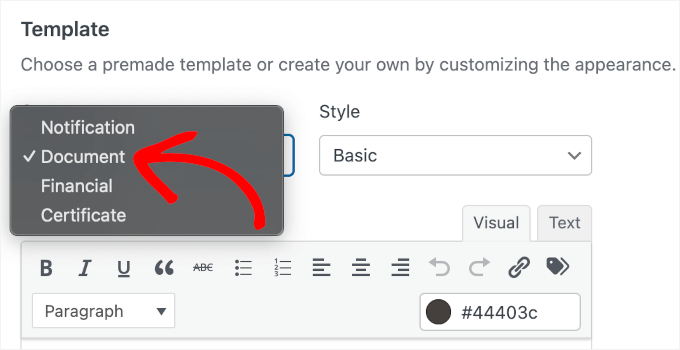 Choosing the Document category