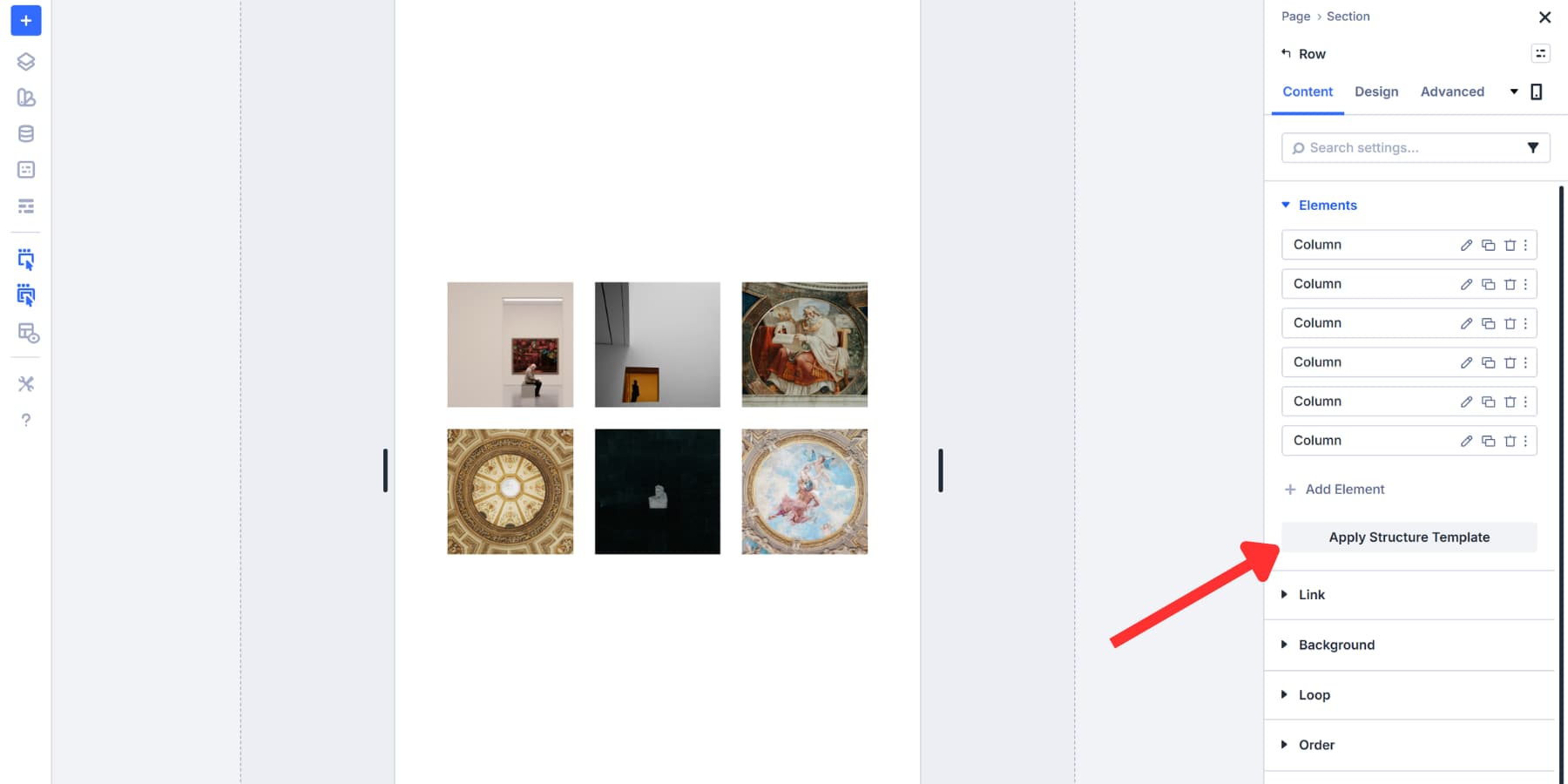 A screenshot of how to switch to the layout on a breakpoint