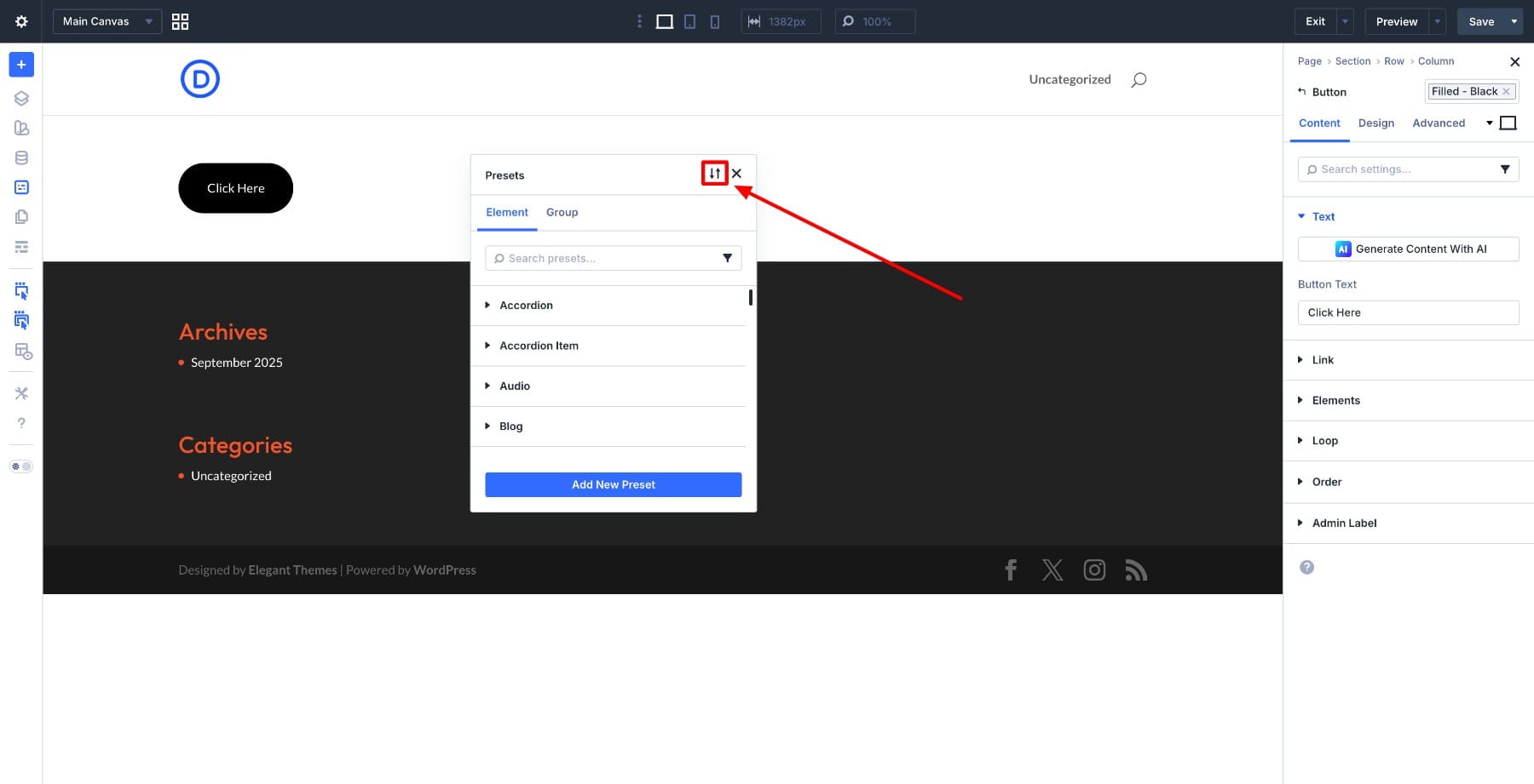 export and import button