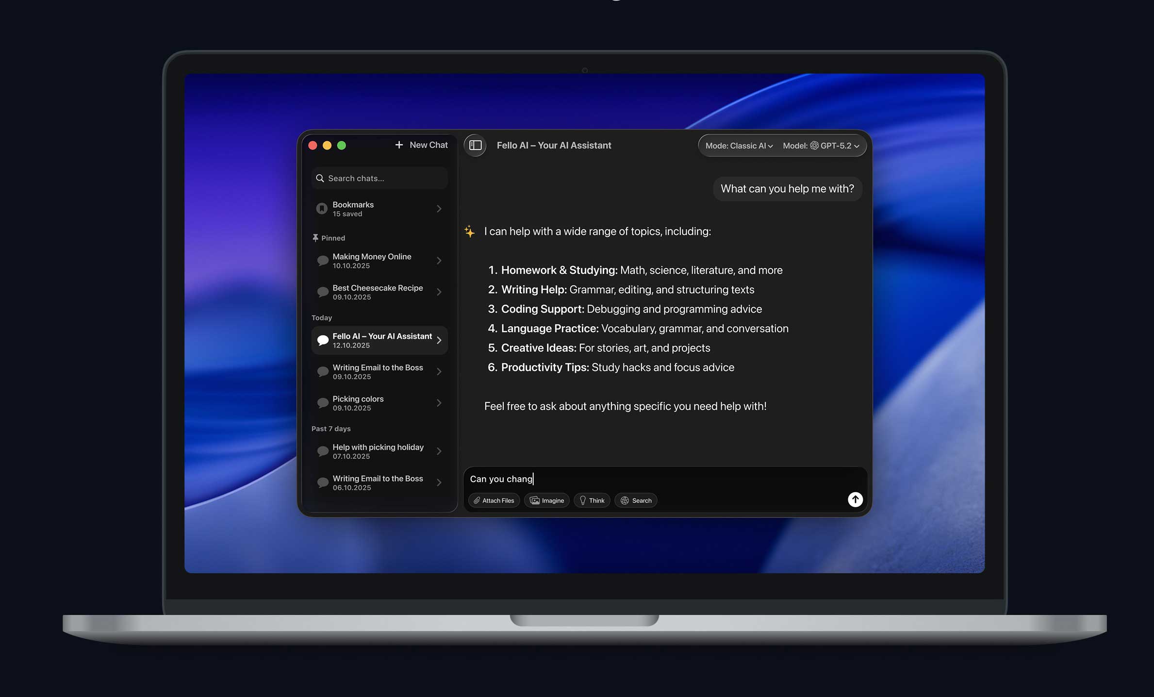 Fello AI app on Mac with ChatGPT, Claude, Gemini, DeepSeek and Grok in one interface