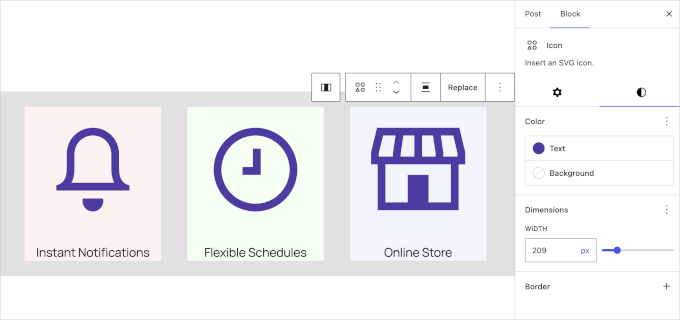 Icons block in WordPress 7.0