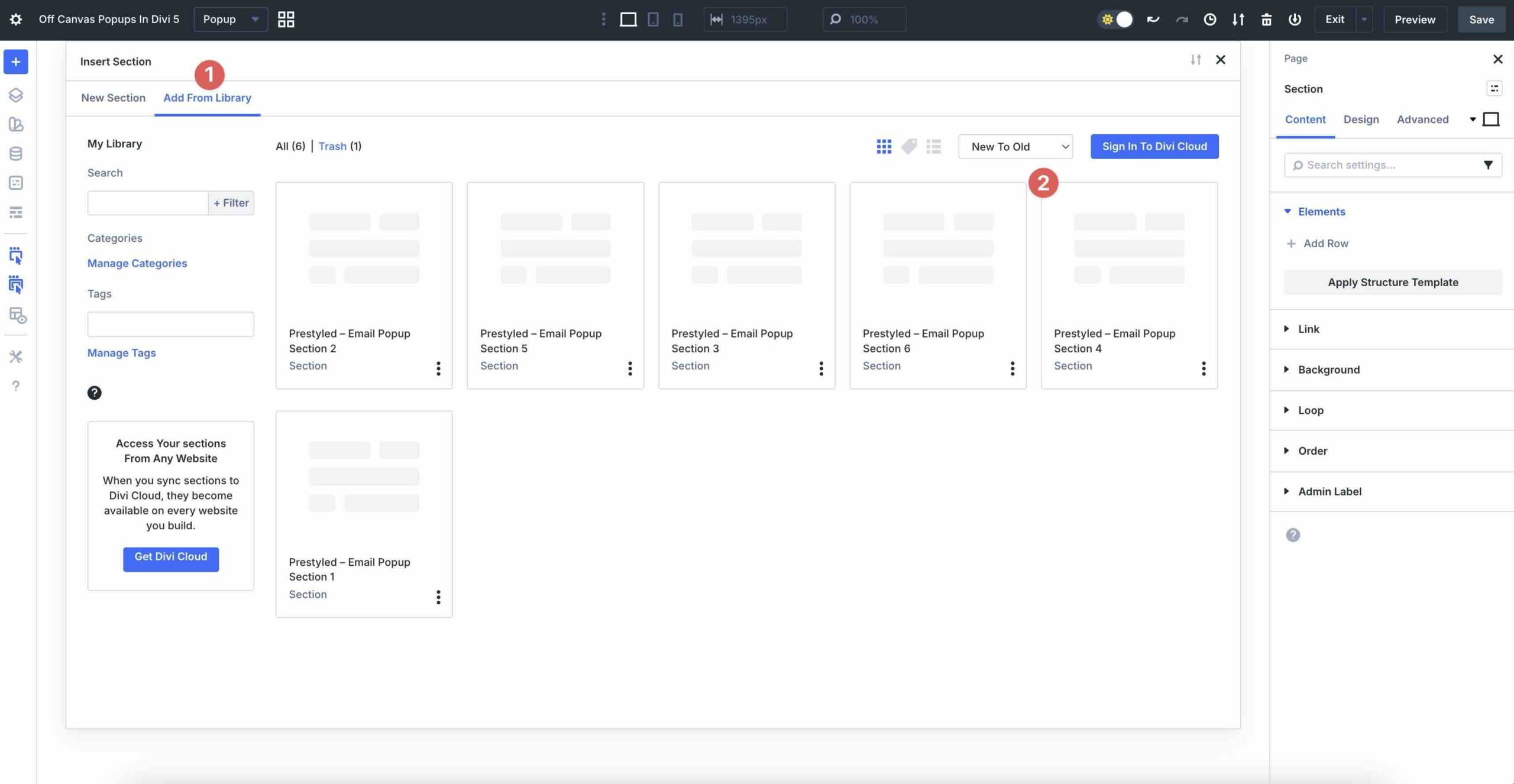 select an email popup