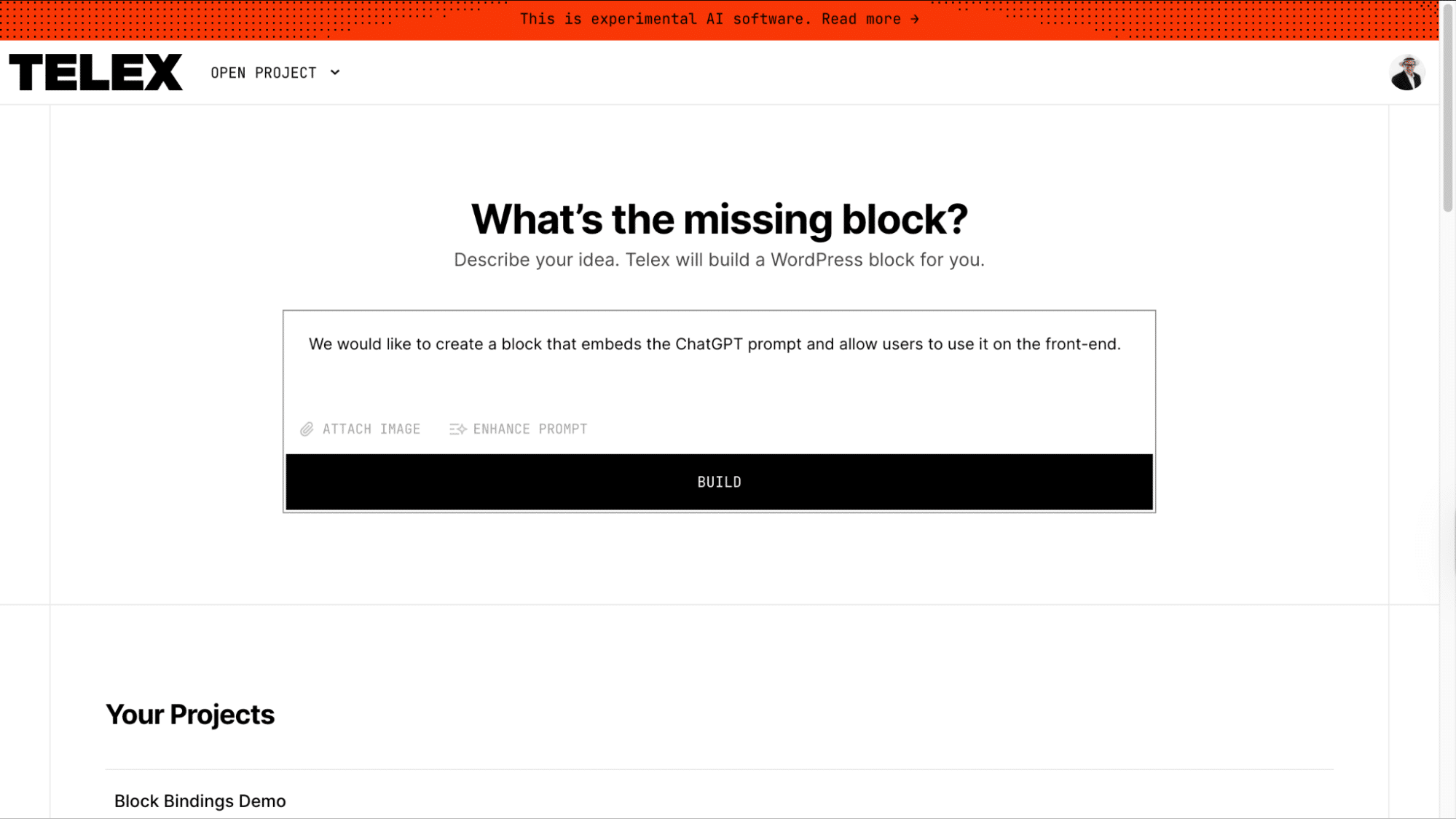 Telex interface showing an input prompt for configuring an automation.