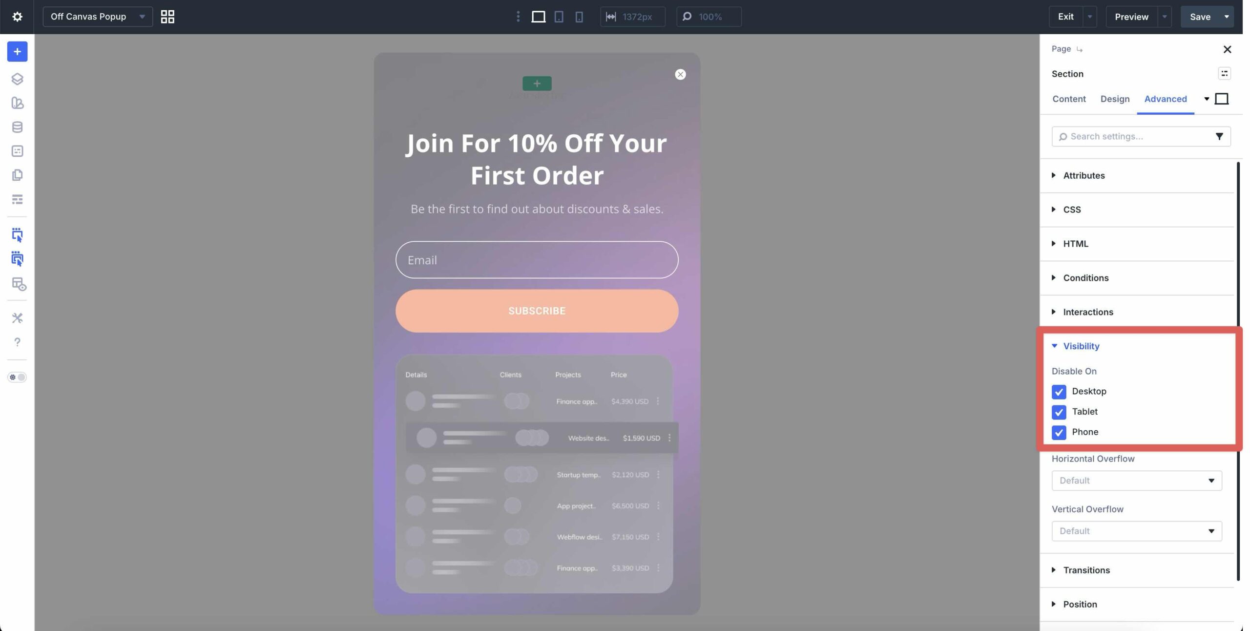 Divi 5 visibility settings