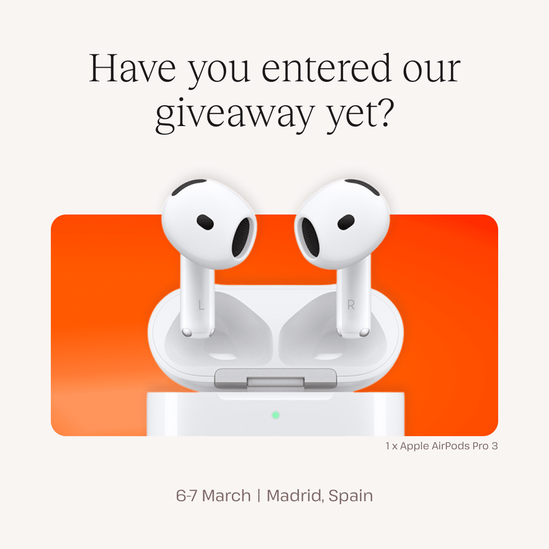 Kinsta's iPod giveaway at WordCamp Madrid.