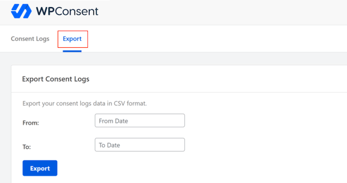Exporting user consent logs