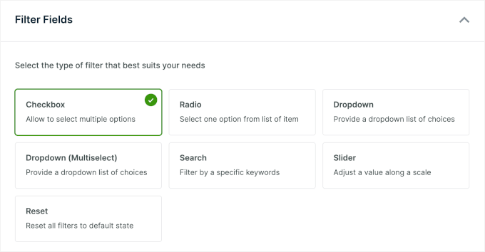 Filter fields in WPFilters