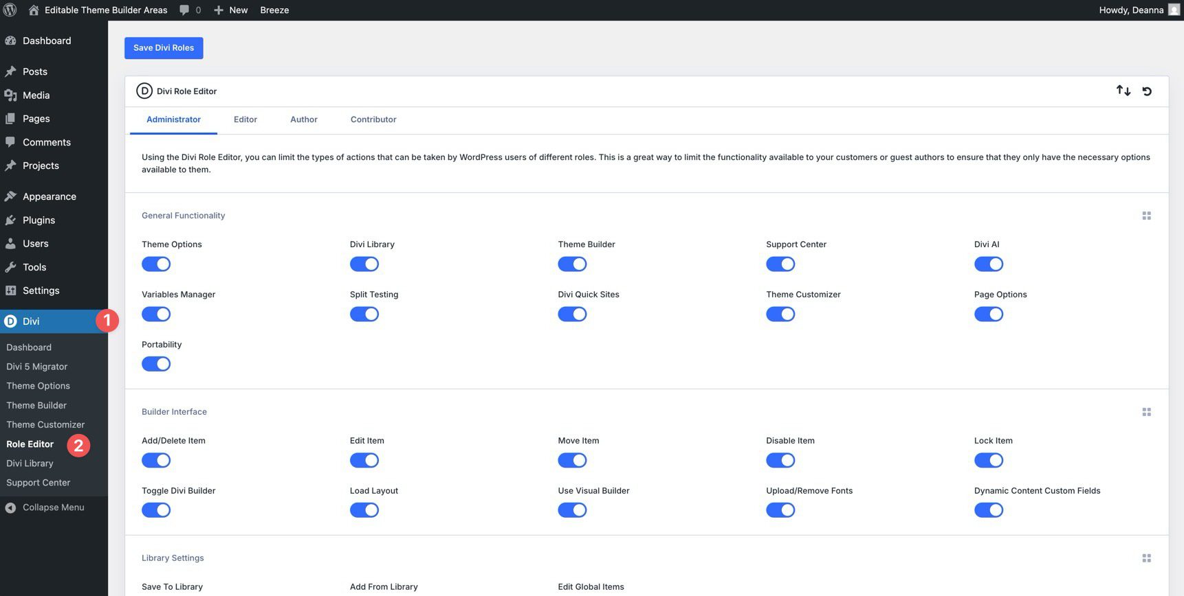 Divi 5 Role Editor