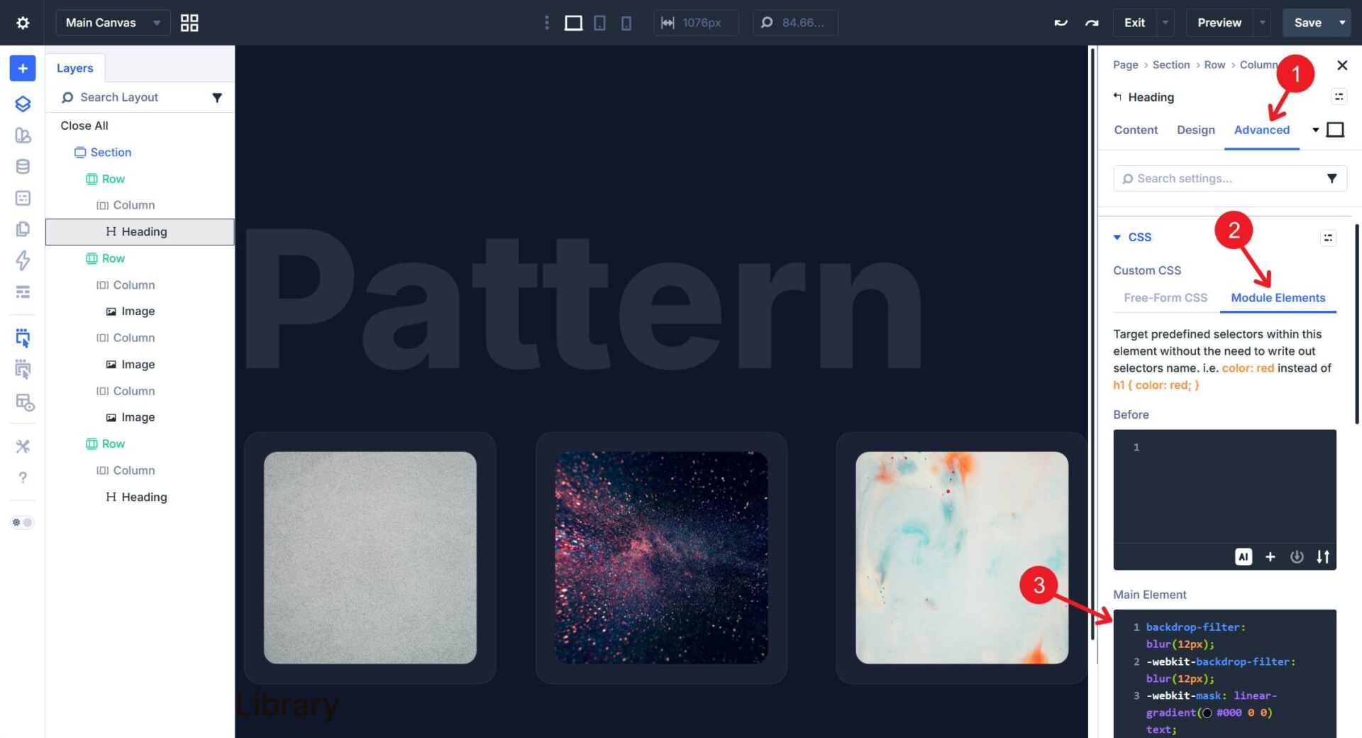 Set Heading Custom CSS in Main Element