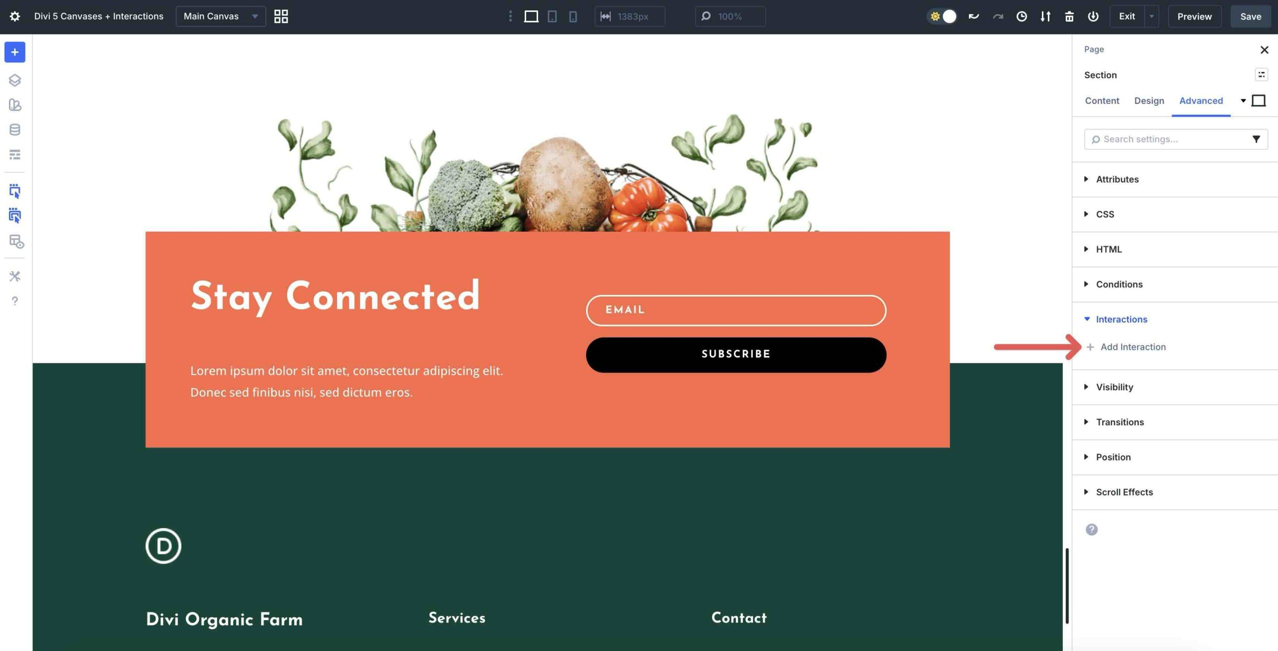 add interaction