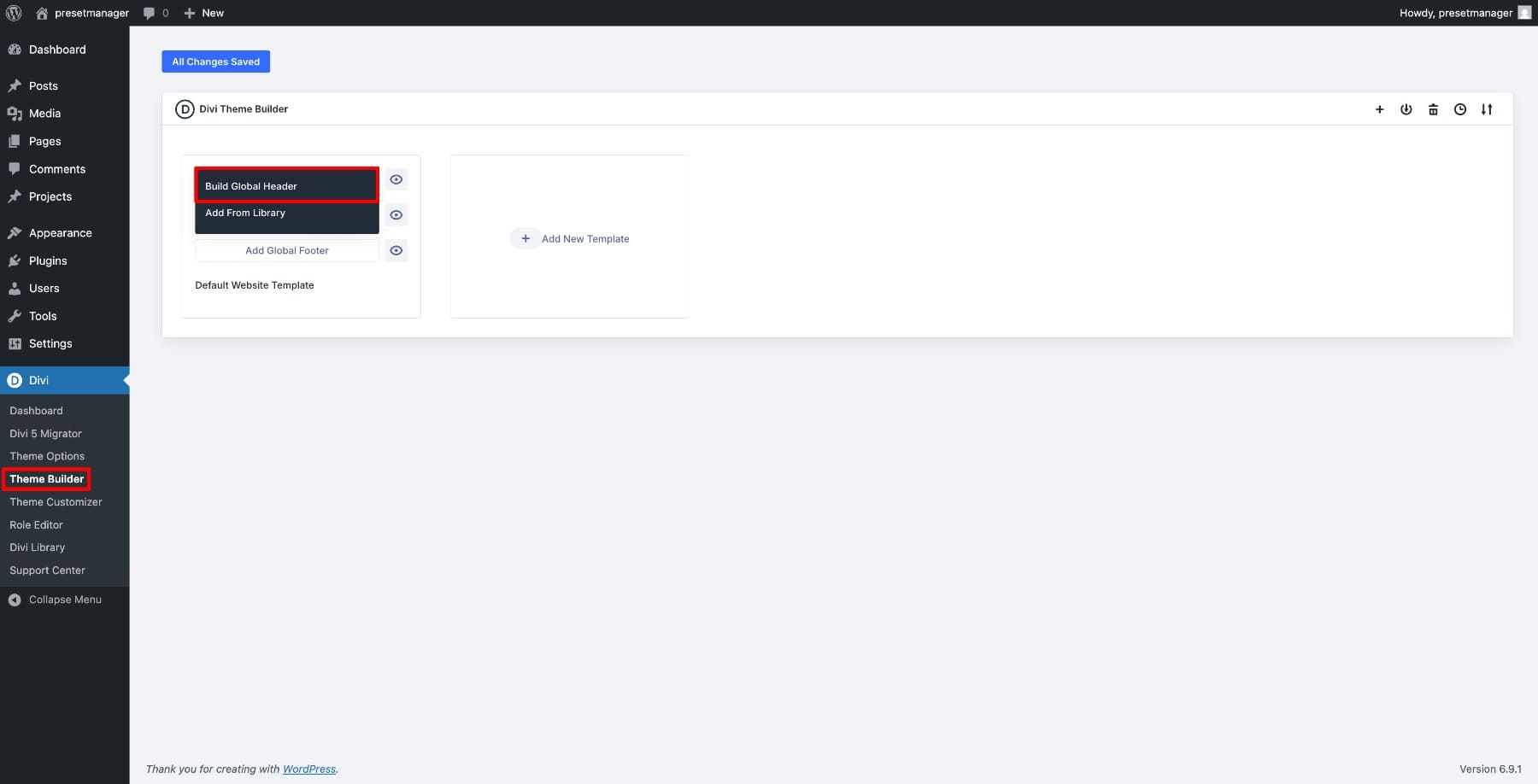build global header