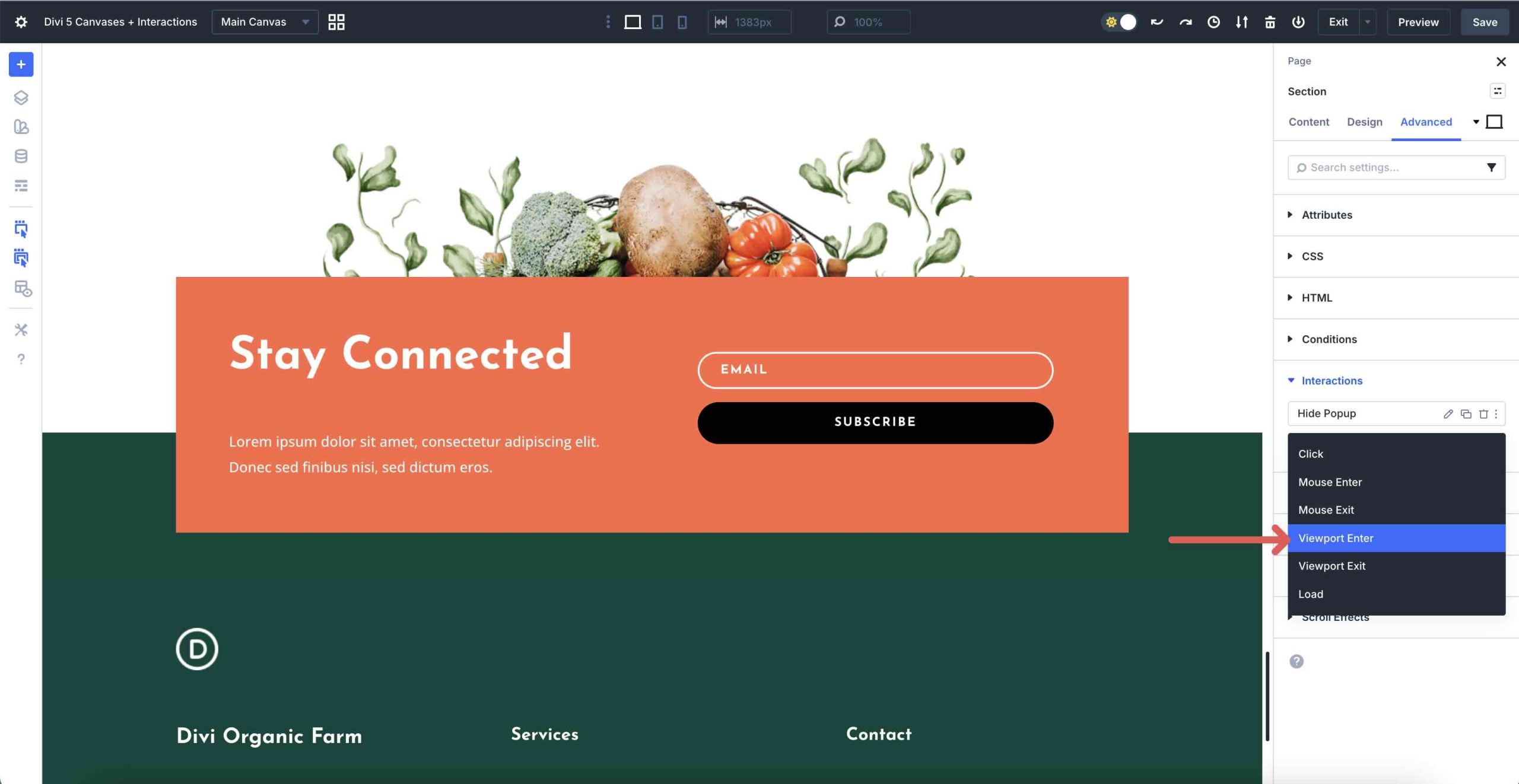 viewport enter