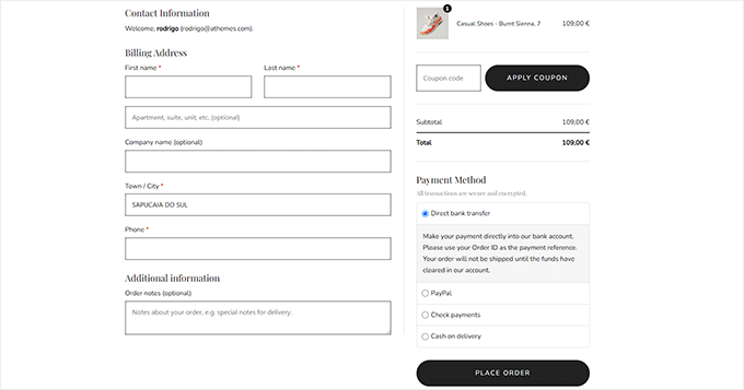 Merchant one-page checkout template