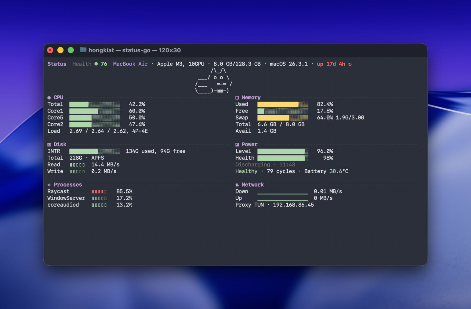 Mole status output