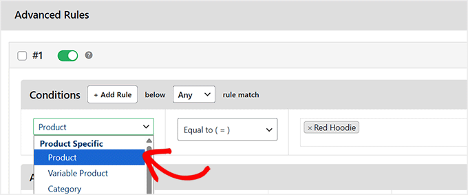 Set a rule condition in Minimum and Maximum Quantity for WooCommerce plugin
