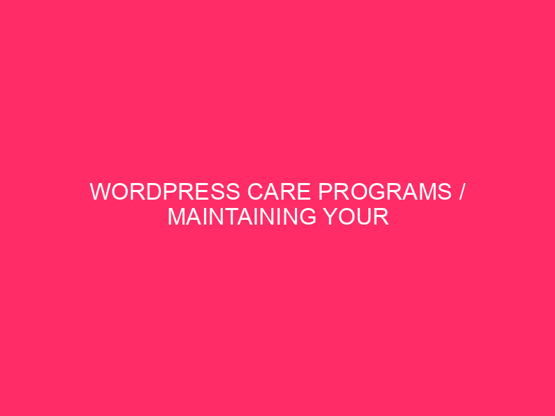 WordPress Care Programs / Maintaining Your Wisconsin Web site Shining: What…