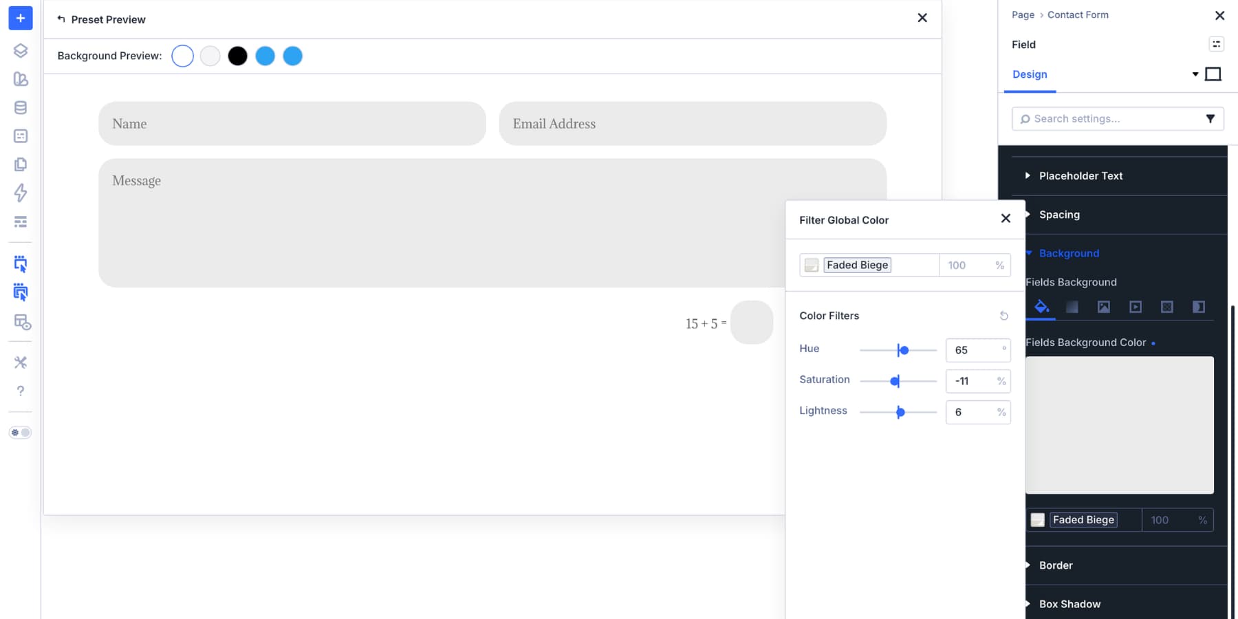 A screenshot of editing a preset in the Divi 5 Preset Manager