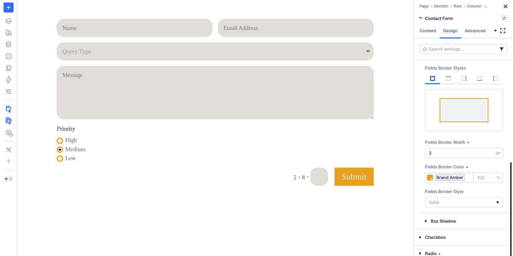 A screenshot of input border colors updated in the focused state in Divi 5