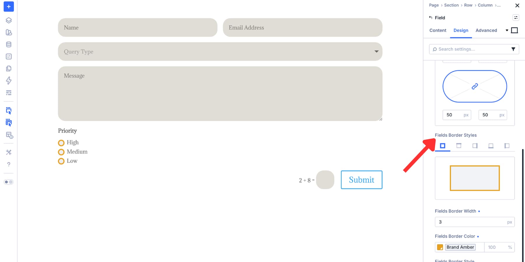 A screenshot of the checkbox border width option in Divi 5