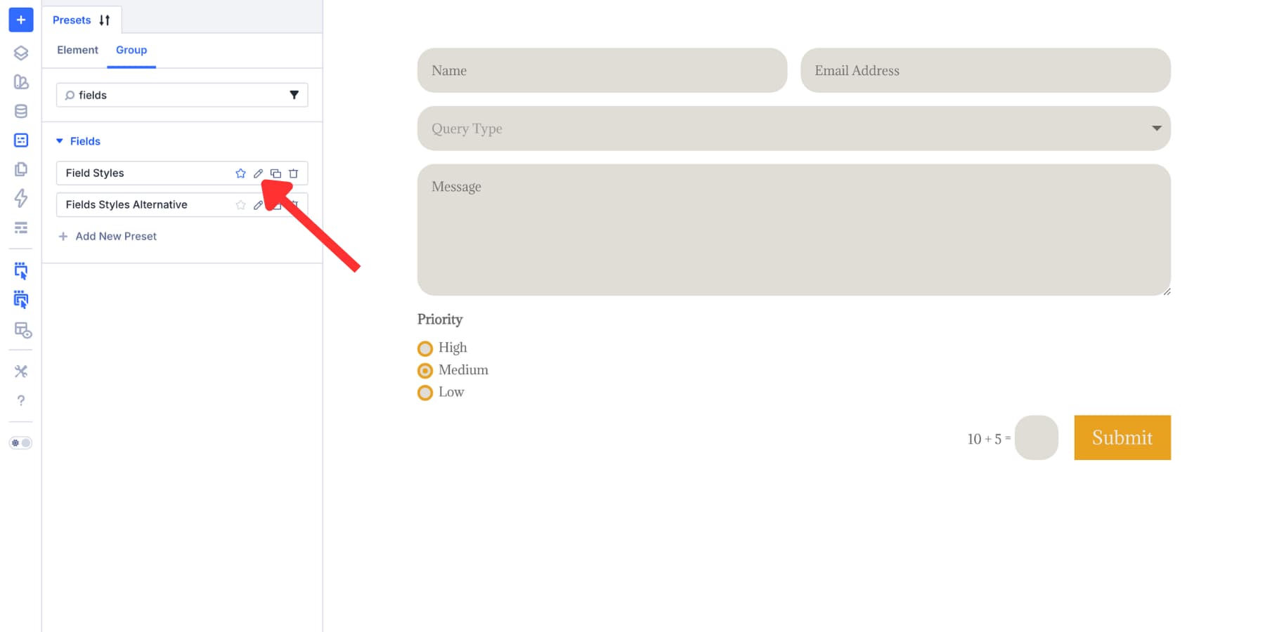 A screenshot of a form field preset in the Divi 5 Preset Manager